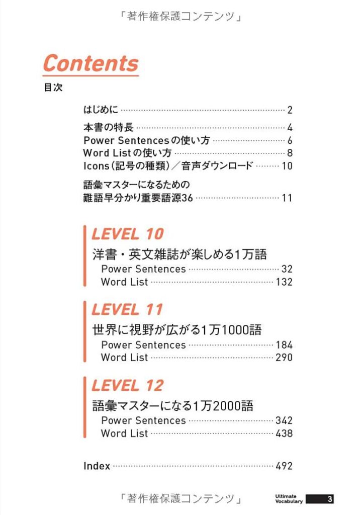 究極の英単語Vol.4の目次